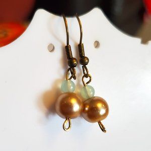 Bronze Hook Glass Bead Dangle Earrings Tony Alexander Jewelry Artisan Fashion